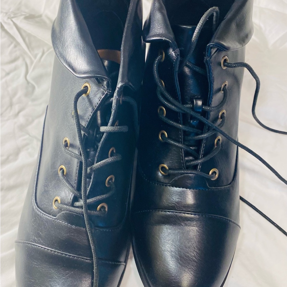 Black Leather Lace-Up Boots